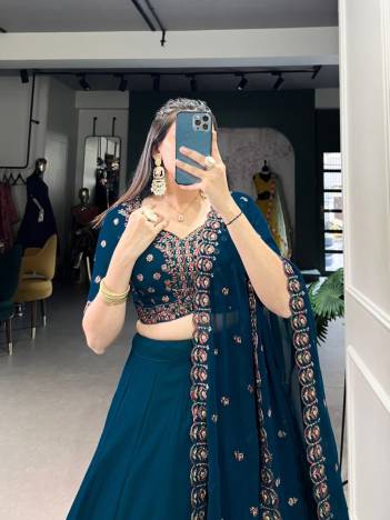 LNB SARIKA 1416 FIROZI DESIGNER GEORGETTE LEHENGA CHOLI WHOLESALER IN INDIA